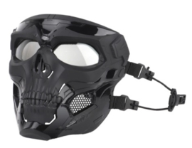 Airsoft Masker SKULL BLACK - MET helmbevestiging EN hoofdbevestiging