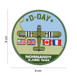 Embleem stof D-Day Normany 6 June 1944  - 9 cm. diameter - WACO glider