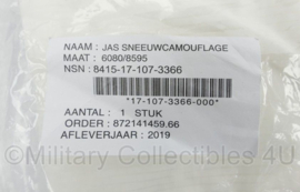 Defensie 2019 tot heden Set: jas sneeuwcamouflage met broek sneeuwcamouflage SET - maat 6080/8595 jas en 7595/7080 broek - nieuw in verpakking - origineel