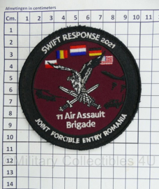 KL Nederlandse leger LUMBL 11 Air Assault Brigade Swift Response 2021 Joint Forcible Entry Romania  embleem met klittenband - diameter 10 cm - origineel