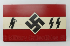 WO2 Duitse Waffen SS HJ Hitler Jugend houten wandbord - handgemaakt - 68 x 40,5 x 2 cm - replica