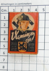 WO2 Duits luciferdoosje van echt hout - Waffen SS Vlamingen OP Legioen Vlaanderen - 6 x 4 cm - replica