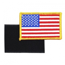 Uniform landsvlag USA - gele rand - met klittenband - 5,2 x 7,4 cm