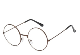 Antieke bril, BRONZE frame met ronde glazen met helder glas (niet op sterkte) - nieuw gemaakt