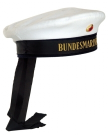 Witte Matrozen muts met band "Bundesmarine"- 55 tm. 57 cm. - origineel