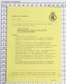KL Koninklijke Landmacht intructie blad "IK 9 0517 Tempeertoestel T169 - origineel