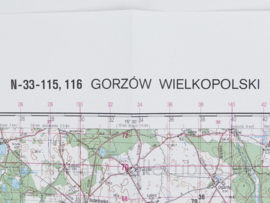 Poolse Stafkaart Gorzow Wielkopolski N-33-115,116 - 1 : 100.000 - 64 x 84 cm - origineel