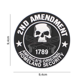 Embleem 3D PVC met klittenband - 2nd Amendment - met klittenband - 9,4 cm.