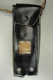 Politie radio tas met schouderriem - zwart leer - origineel