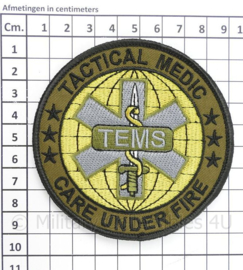 TEMS Tactical Medic Care Under Fire patch - met klittenband - diameter 9 cm