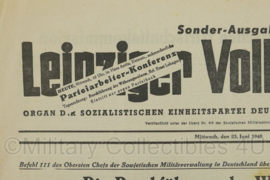 Duitse krant Leinziger Volkszeitung 23 juni 1948 - 47 x 32 cm - origineel