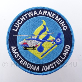 Nederlandse Politie Luchtwaarneming Amsterdam Amstelland embleem - met klittenband - diameter 9 cm