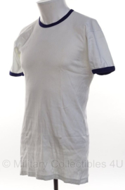 Koninklijke Marine T shirt WIT met blauwe randen - Sport witje Sportwitje - maat 7 = 7585/9505 uit 2004  - gedragen - origineel