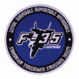 Embleem F-35 Lightning - stof - 9 cm. diameter