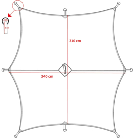 Multifunctioneel afdekzeil Hexagon OD Green - 340 x 310 cm - nieuw gemaakt