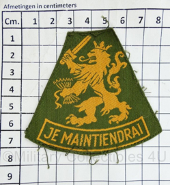 Nederlandse Je Maintiendrai KL DT  mouwleeuw gevouwen geel op groen - vroeg model - 8 x 7 cm -  origineel