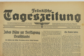 WO2 Duitse krant Frankische Tageszeitung nr. 53 3 maart 1944 - 47 x 32 cm - origineel