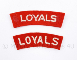 WO2 Brits paar shoulder titles Loyals - 8,5 x 2,5 cm - origineel