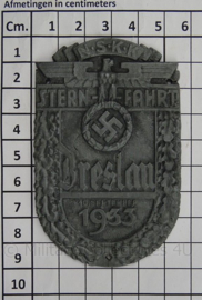 WO2 Duits schild NSKK Sternfahrt 1933 Breslau - afmeting 5,5 x 9 cm - replica