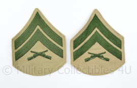 USMC US Marine Corps rang emblemen green on khaki - Corporal - 11,5 x 9 cm - origineel