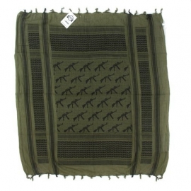 Shemagh PLO sjaal- 110 x 110 cm. - GROEN met AK47 kalashnikovs!