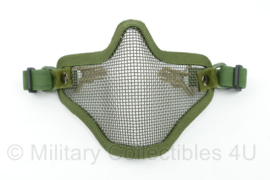 US Army half face gezichtsmasker Metal Mesh groen - 27 x 16 cm - nieuw in verpakking - origineel