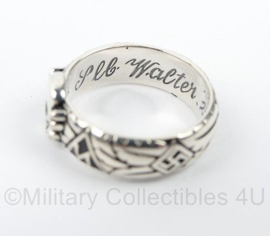 WO2 Duitse Waffen SS Totenkopf ring - 925 Sterling zilver - size 9  - replica
