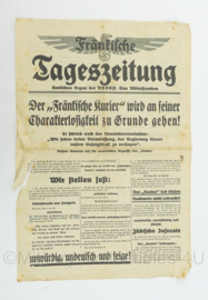 WO2 Duitse krant Frankische Tageszeitung Speciale Uitvoering - 47 x 32 cm - origineel