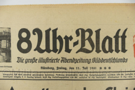 WO2 Duitse krant 8 Uhr Blatt 11 juli 1941 - 47 x 32 cm - origineel