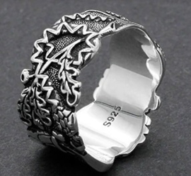 Doodskop ring breed model - 925 sterling zilver ! - size 8, 9 of 10
