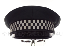Politie platte pet - zonder insigne - Zwart glad wol, grijs gestreepte voering - maat 58 cm - origineel