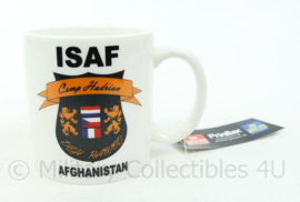 ISAF Camp Hadrian Afghanistan beker met kaartje eraan - Nieuw - afmeting 8,5x9 cm - origineel