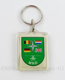 Defensie JHQ Rheindahlen MND sleutelhanger - 7 x 3 cm - gebruikt - origineel