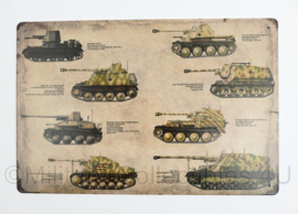 Nieuw gemaakte metalen plaat WO2 Duitse Panzer  - 30 x 20 cm - nieuw