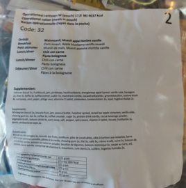 1 zak Nederlandse leger 24uurs rantsoen Maaltijd zak 24 Hour Operationeel Rantsoen W(pouch) + OL  -  +/-4100 kcal - Best Before November 2025