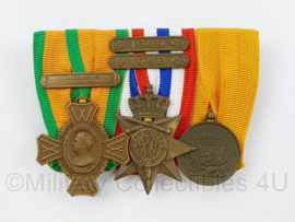 Medaille balk met Medaille voor Krijgsverrichtingen, Ereteken voor orde en Vrede met gesp en trouwe dienst medaille - 10 x 7,5 cm - origineel