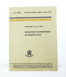 MVO instructiekaart 27-3103 - uit 1954 - reglement betreffende de krijgstucht - origineel