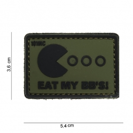 Embleem 3D PVC - met klittenband - Eat My BB'S - groen/zwart - 5,4 x 3,6 cm