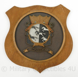 KM Koninklijke Marine wandbord Hr. Ms. Soemba - 15½ x 15½ x 1½ cm - origineel