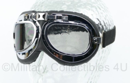 Piloten bril of brommer bril - chroom frame met smoke glazen