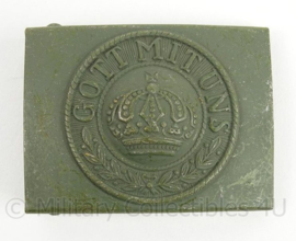 Koppelslot Feldgrau metaal Preussen Kroon  met tekst "Gott mit Uns" - extra kwaliteit