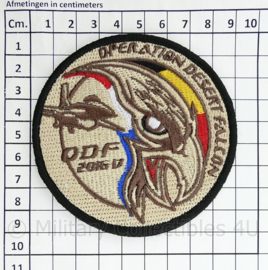 BAF Belgian Air Force Operation Desert Falcon ODF 2016-17 embleem  met klittenband- 9 cm. diameter