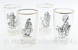 Defensie glazen jaren 70 a 80 -  SET van 4 glazen - gebruikt - 11,5 x 6 cm - origineel