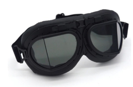 Piloten bril of brommer bril - zwart frame met Smoke zwarte glazen