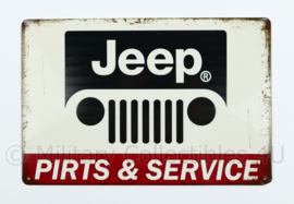 Metalen plaat Jeep pirts en Service  Willys MB - met schrijffout -  30 x 20 cm.