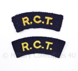 WO2 Brits paar shoulder Titles RCT Royal Corps of Transport - 8 x 2,5 cm - origineel