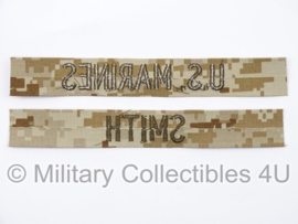 USMC US Marines 'SMITH' branch tape/naamlint SET - marpat desert camo - nieuw gemaakt