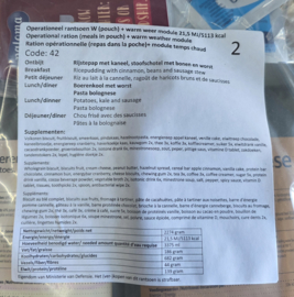1 doos met 8 zakken Nederlandse leger 24uurs rantsoenen Maaltijd zak 24 Hour Operationeel Rantsoen W(Pouch) + Warm Weer module - 8 verschillende menu's! - +/-5100 kcal - Best Before December 2026
