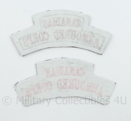 WO2 WW2 Canadian Armoured Corps shoulder title pair