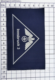 WO2 Duits DRK Deutsches Rotes Kreuz armel dreieck Innsbruck 3 donkerblauw - 13 x 8 cm - replica